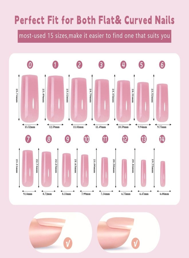 Maigitur 150pcs Maigitur French Gel Nail Tips - Skin Tones Nude Press on Nails Long Square Nail Tips Nude Pre Colored Soft Gel Nail Tip Reusable False Nails in 15Sizes-Soak Off Acrylic Fake Nails Extensions… - Image 2
